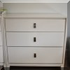 F35. Pair of West Elm three-drawer white dressers. 35”h x 36”w x 18”d 